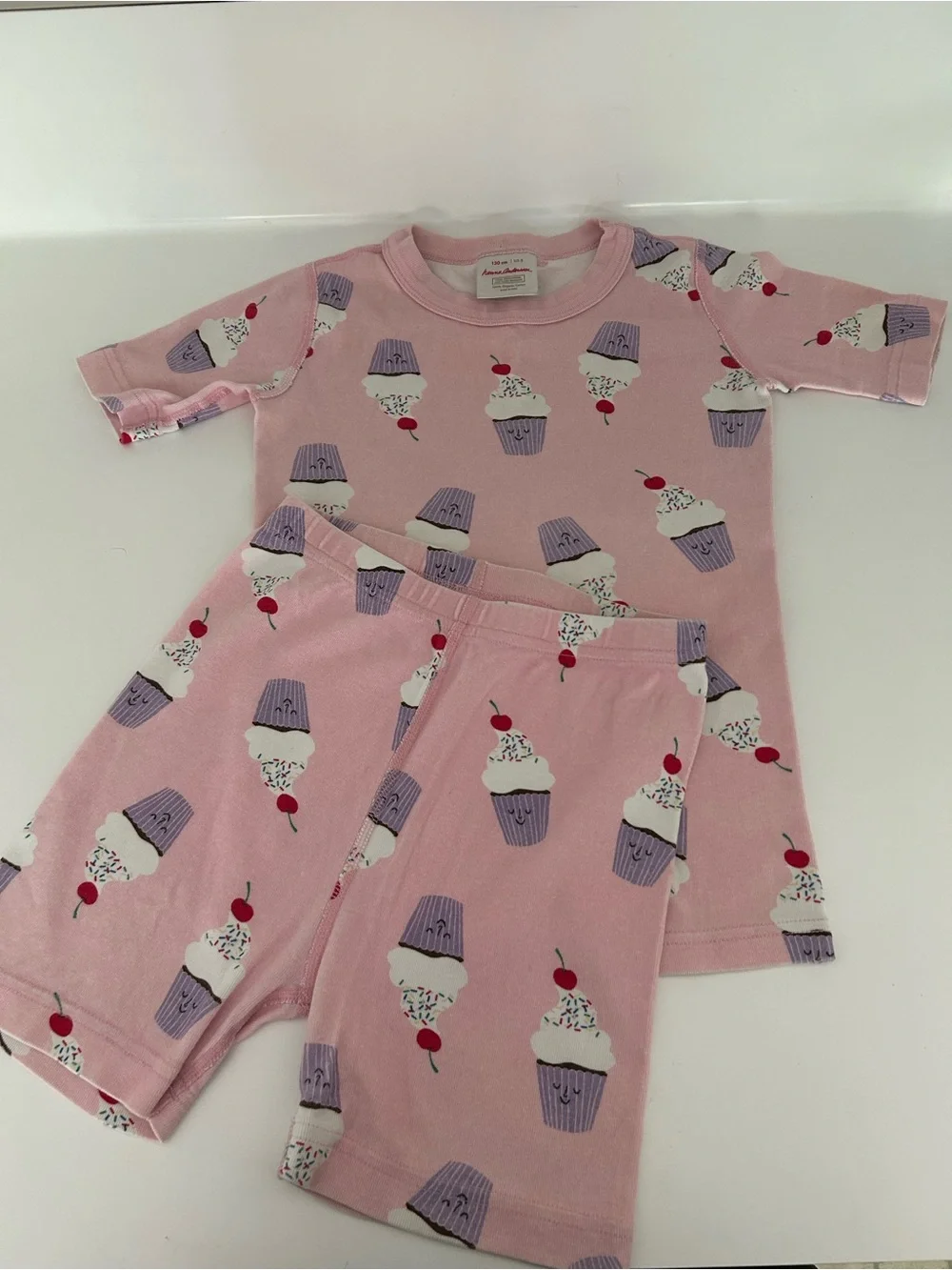 Hanna Andersson Pink Cupcake Print Short Sleeve Pajama Set